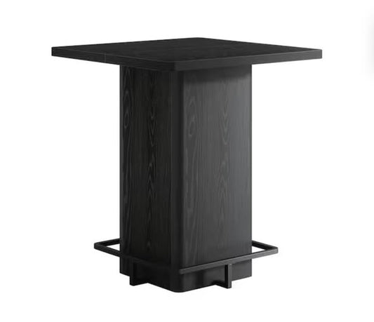 LuckByte Outdoor Wood Square Minimalist Coffee Table Bar Table Chating Table in Black