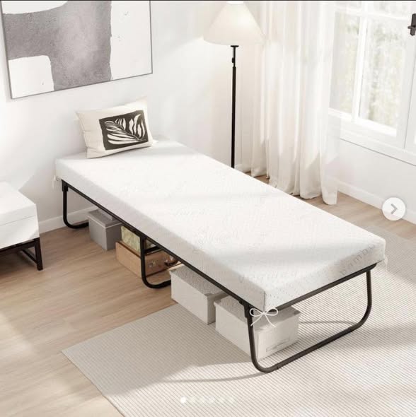 75 x 31 Inch Folding Bed with Mattress Cot Size with Memory Foam