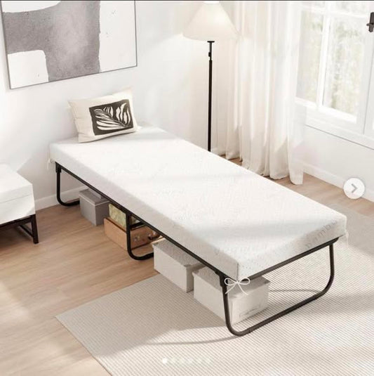 75 x 31 Inch Folding Bed with Mattress Cot Size with Memory Foam