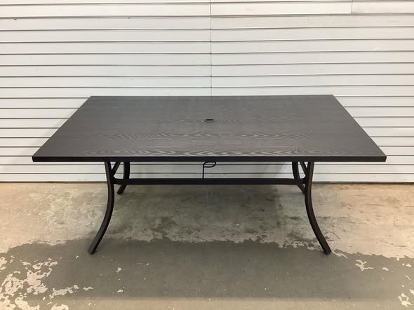 Grand patio Outdoor 66-Inch Rectangle Dining Table Weather-Resistant Picnic Table Embossed Woodgrain with 1.5”Market Umbrella Hole