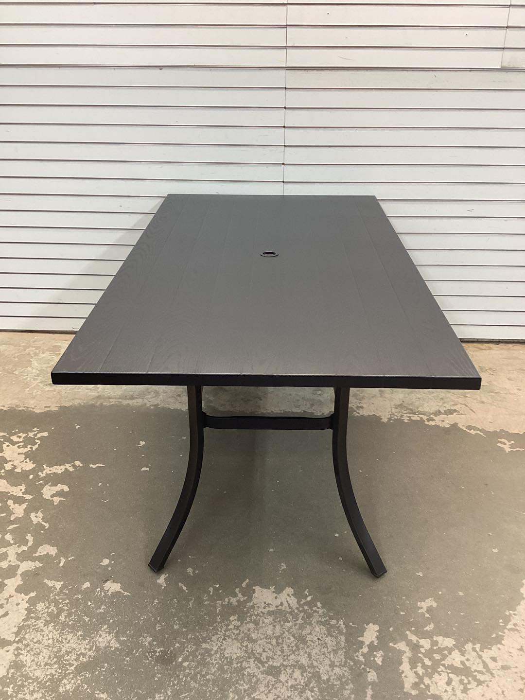 Grand patio Outdoor 66-Inch Rectangle Dining Table Weather-Resistant Picnic Table Embossed Woodgrain with 1.5”Market Umbrella Hole