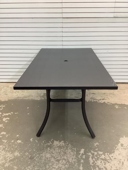 Grand patio Outdoor 66-Inch Rectangle Dining Table Weather-Resistant Picnic Table Embossed Woodgrain with 1.5”Market Umbrella Hole