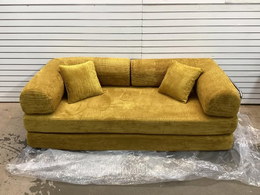 Adonia Foldable Three Person Corduroy Fabric Sofa Bed with High-Rebound Density Sponge