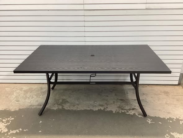 Grand patio Outdoor 66-Inch Rectangle Dining Table Weather-Resistant Picnic Table Embossed Woodgrain with 1.5”Market Umbrella Hole