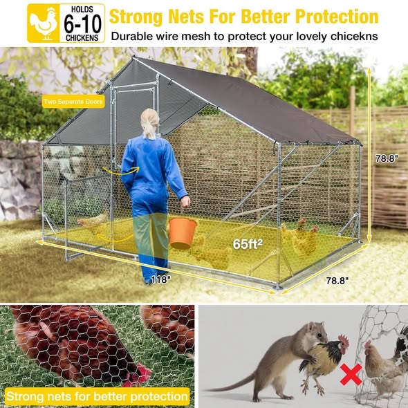 Large Metal Chicken Coop Run Chicken Pen With Ramp