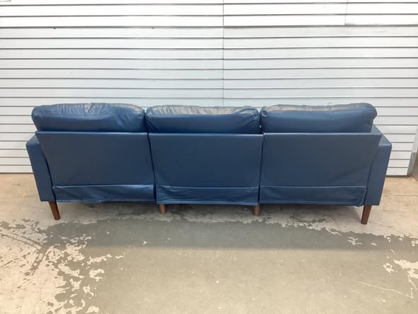 91.73'' Faux Leather Square Arm Sofa Blue