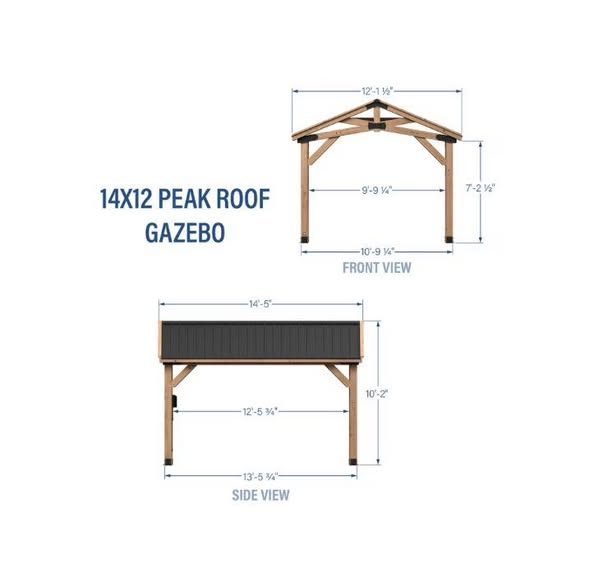 Backyard Discovery 14' x 12' Cedar Wood Peak Roof Gazebo with PowerPort