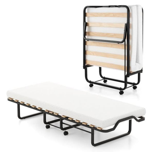 Twin Size Metal Folding Bed with Memory Foam Mattress