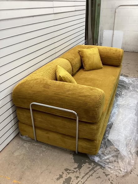 Adonia Foldable Three Person Corduroy Fabric Sofa Bed with High-Rebound Density Sponge