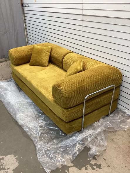 Adonia Foldable Three Person Corduroy Fabric Sofa Bed with High-Rebound Density Sponge