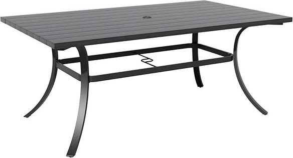 Grand patio Outdoor 66-Inch Rectangle Dining Table Weather-Resistant Picnic Table Embossed Woodgrain with 1.5”Market Umbrella Hole
