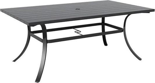 Grand patio Outdoor 66-Inch Rectangle Dining Table Weather-Resistant Picnic Table Embossed Woodgrain with 1.5”Market Umbrella Hole