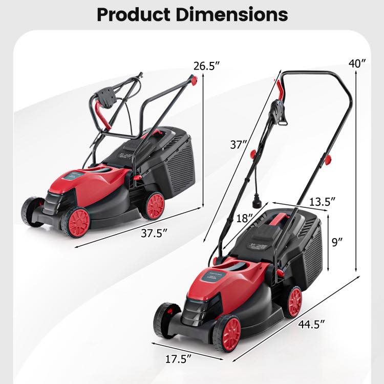Costway 12-AMP 13.5 Inch Adjustable Electric Corded Lawn Mower with Collection Box