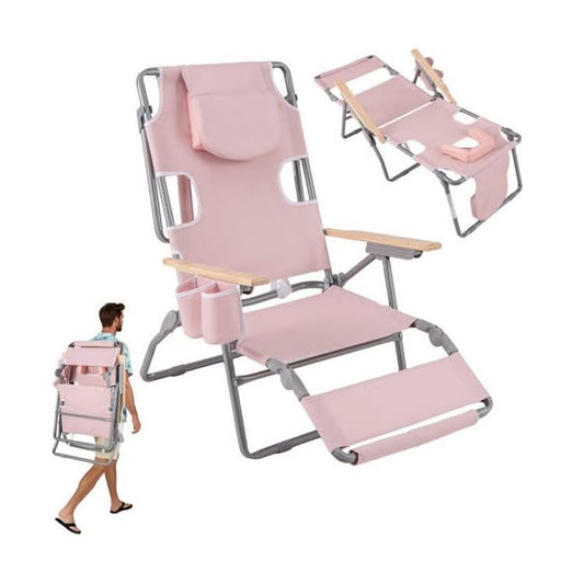 3-IN-1 Foldable Beach Chair with Footrest and Adjustable Backrest