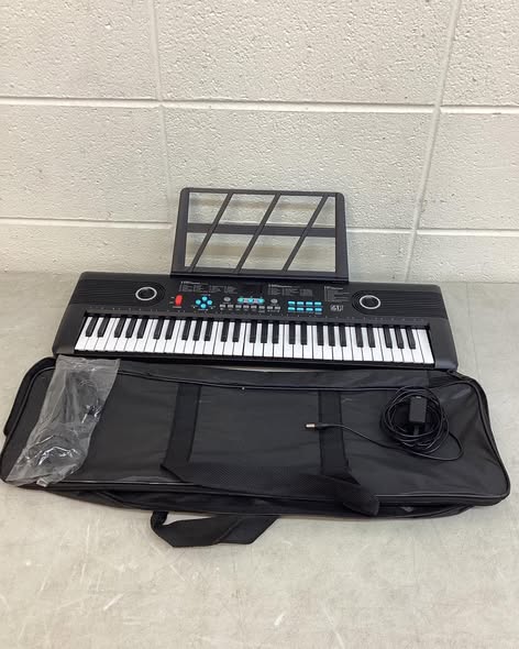 Costway 61 Keys Kids Piano Keyboard with Carry Bag Microphone Sheet Stand Power Supply