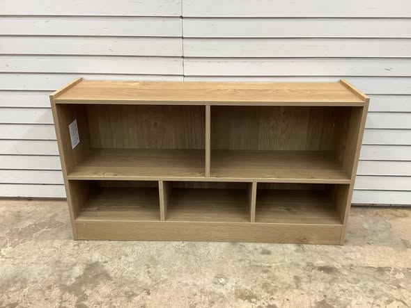 2 Tier 5 Cube Bookcase, Wooden Toy Storage Organizer, 5 Cubby Kids Bookshelf, Open Display Storage Cabinet for Living Room, Bedroom, Hallway, Home Office, Classroom