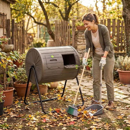 37.5 Gallon Compost Tumbler with Dual Chambers 2 Lockable Doors for Garden Yard