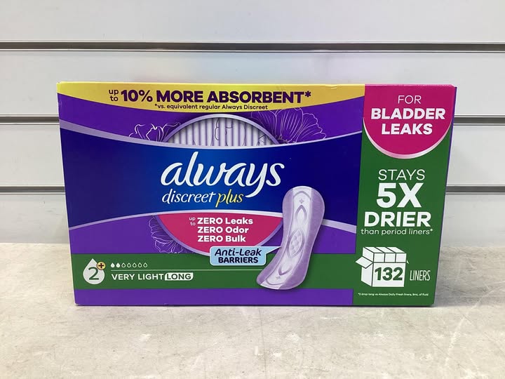 Always Discreet plus Incontinence Liners for Women, Very Light Long, 132 ct.
