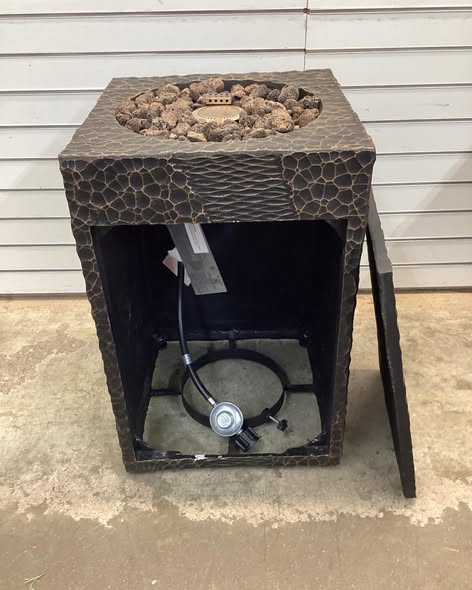 Costway 16'' Square Outdoor Propane Fire Pit w/Lava Rocks Waterproof Cover 30,000 BTU Black.