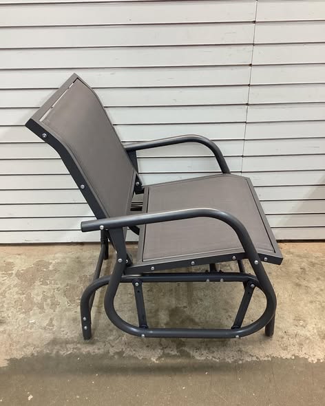 Costway Outdoor Single Swing Glider Rocking Chair Fabric Armrest Garden Porch Backyard Grey