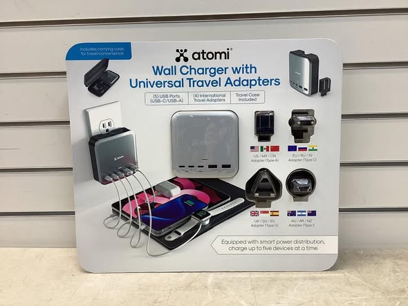 Atomi Wall Charger with Universal Travel Adapters