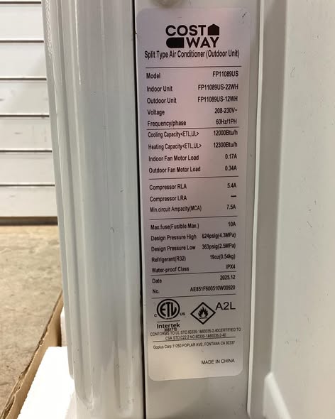 Costway 12000 BTU 17 SEER2 208-230V Ductless Mini Split Air Conditioner and Heater