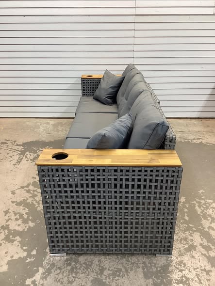 Costway Patio Wicker Sectional Furniture Set, 3 Piece Outdoor Couch Set for Garden Gray