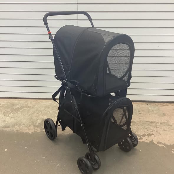 4-in-1 Double Pet Stroller with Detachable Carrier and Travel Carriage