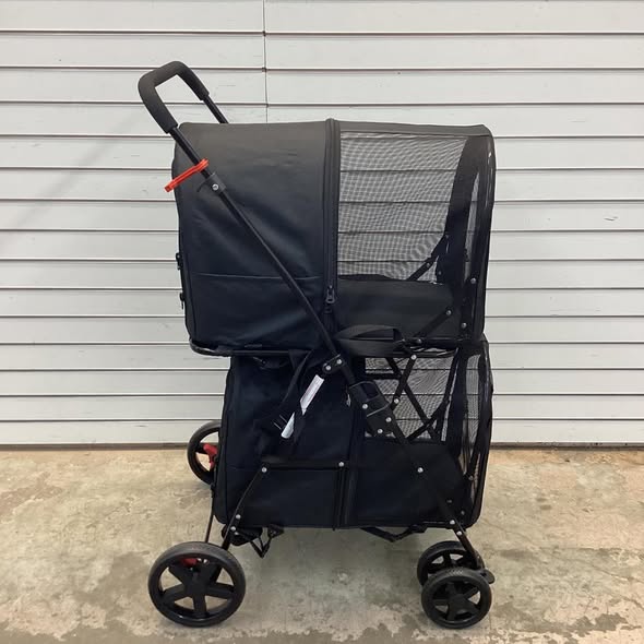 4-in-1 Double Pet Stroller with Detachable Carrier and Travel Carriage