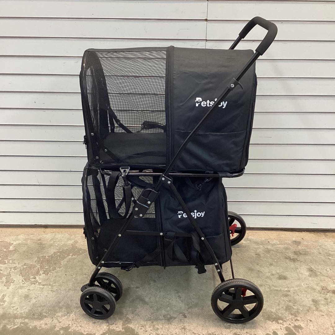 4-in-1 Double Pet Stroller with Detachable Carrier and Travel Carriage