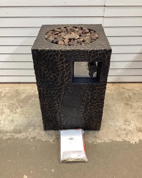 Costway 16'' Square Outdoor Propane Fire Pit w/Lava Rocks Waterproof Cover 30,000 BTU Black.