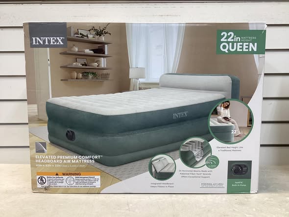 Intex 22" Queen Premium Comfort Air Mattress with Headboard