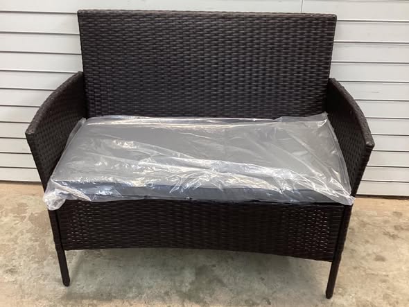 Costway 4PCS Rattan Patio Furniture Set Cushioned Sofa Chair Coffee Table