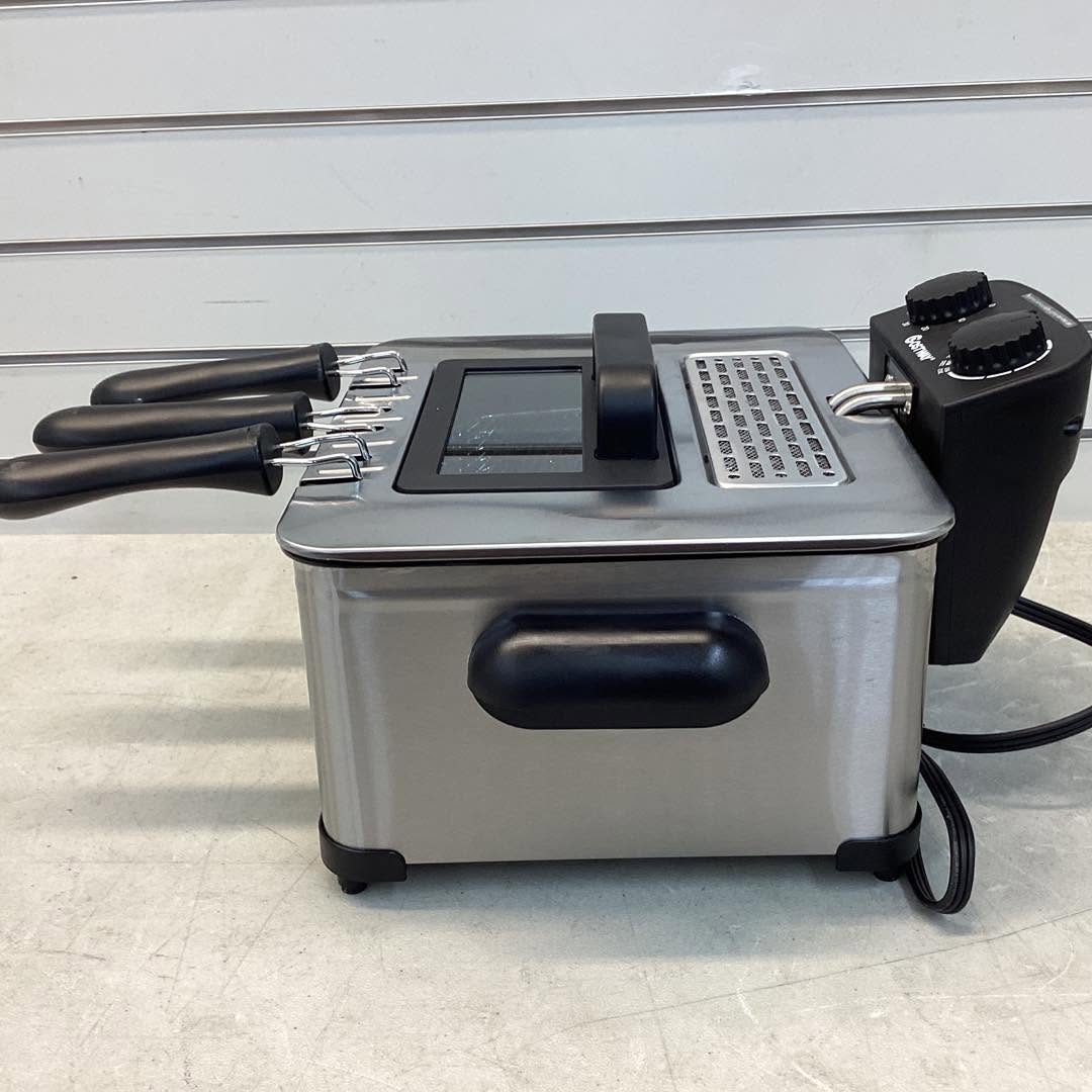 Electric Deep Fryer 5.3QT/21-Cup Stainless Steel 1700W with Triple Basket
