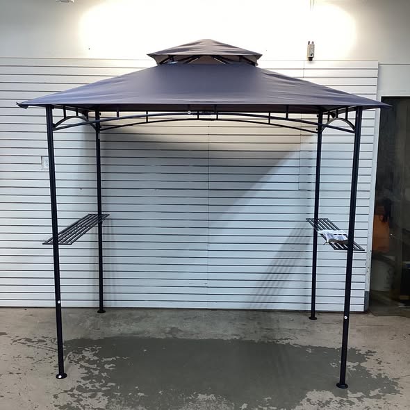 Costway 8' x 5' Grill Gazebo Outdoor Double-Tiered Grill Canopy w/ 2 Shelves & 6 Hooks
