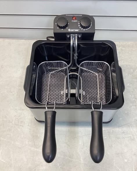 Electric Deep Fryer 5.3QT/21-Cup Stainless Steel 1700W with Double Basket