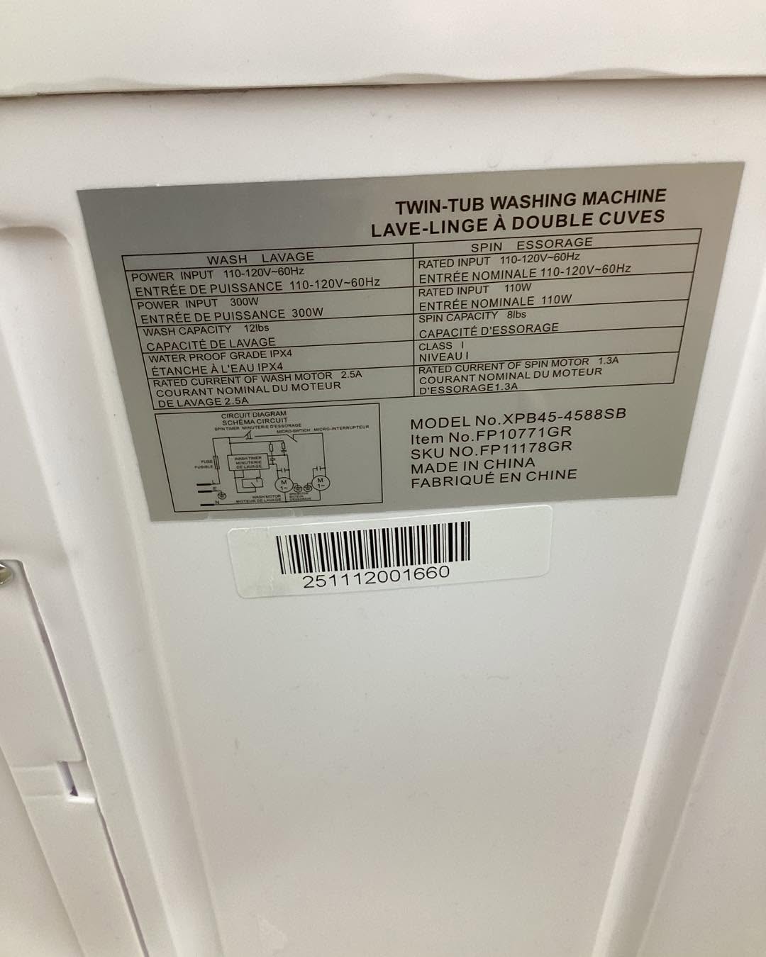 Costway 14 in. 1.6 cu. ft. Portable Top Load Washing Machine Mini Compact Washer Dryer in White