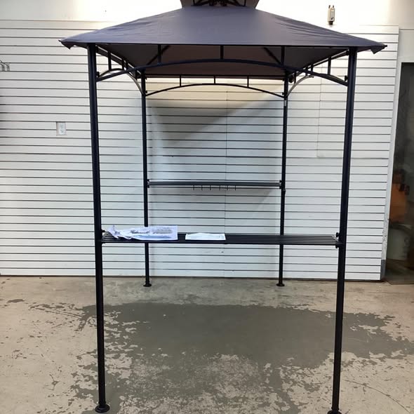 Costway 8' x 5' Grill Gazebo Outdoor Double-Tiered Grill Canopy w/ 2 Shelves & 6 Hooks
