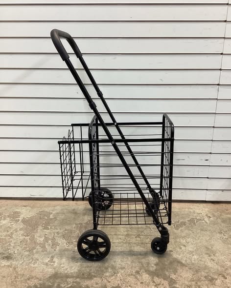 Folding Shopping Basket Rolling Trolley with Adjustable Handle