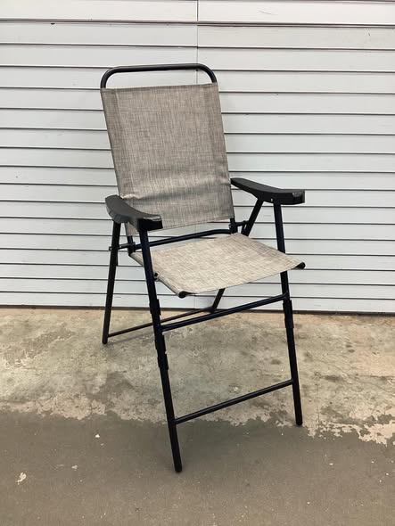 Patio Folding Bar Stool Set of 4 with Metal Frame and Footrest