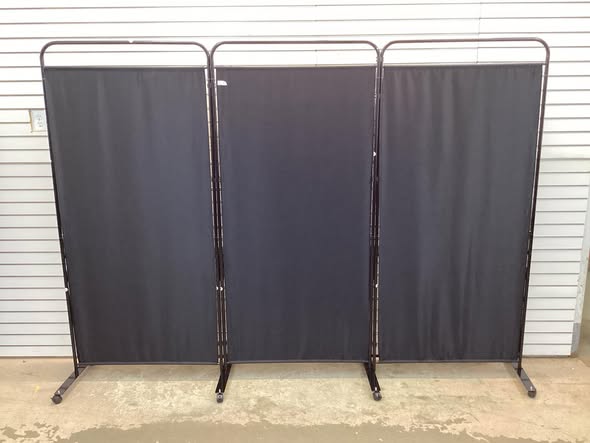 3-Panel Room Divider with Storage Shelves 6FT Tall Folding Privacy Screen on Wheels Black