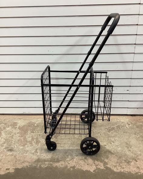 Folding Shopping Basket Rolling Trolley with Adjustable Handle