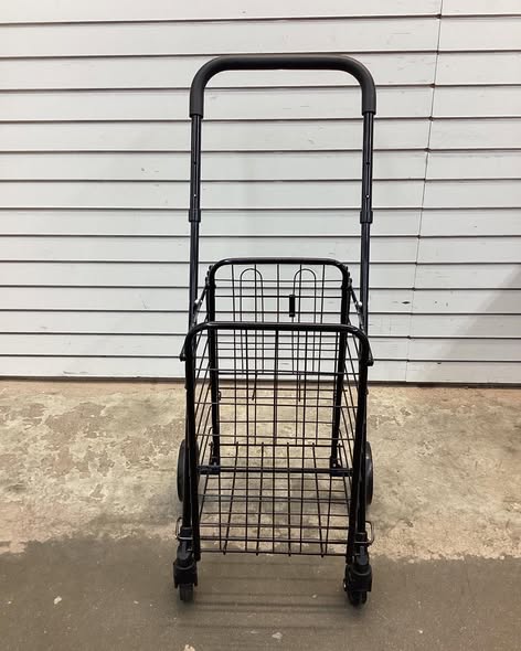 Folding Shopping Basket Rolling Trolley with Adjustable Handle