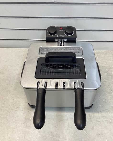 Electric Deep Fryer 5.3QT/21-Cup Stainless Steel 1700W with Double Basket