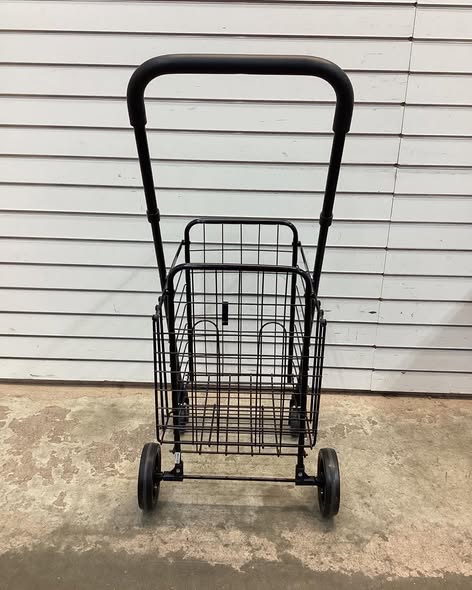 Folding Shopping Basket Rolling Trolley with Adjustable Handle