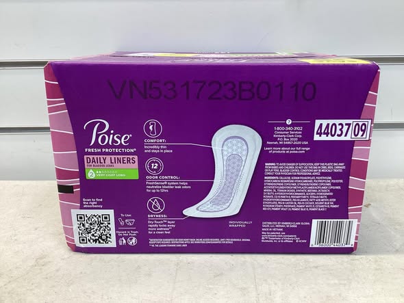 Poise Daily Incontinence Panty Liners, 2 Drop Very Light, 132 ct.