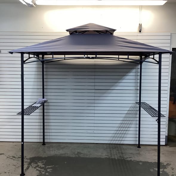 Costway 8' x 5' Grill Gazebo Outdoor Double-Tiered Grill Canopy w/ 2 Shelves & 6 Hooks