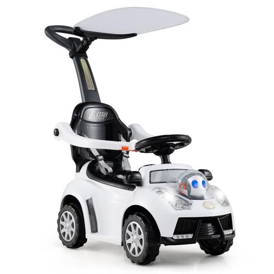 3-in-1 Push Car for Toddler Sliding Car with Seat Belt and Canopy