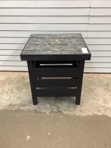 Outdoor Metal Patio Accent Table with Door