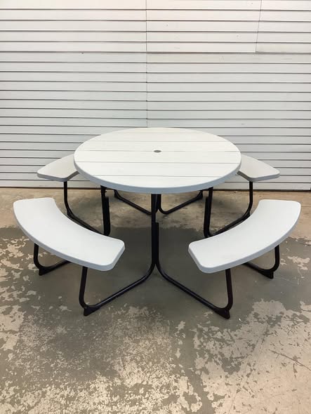 8-Person Outdoor Picnic Table and Bench Set with Umbrella Hole
